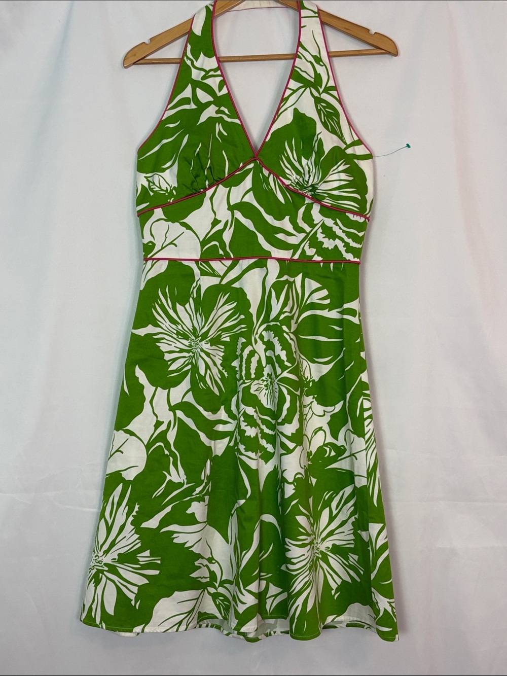 Giorgio Fiorlini Collection Green & White Floral Halter One-Piece Dress